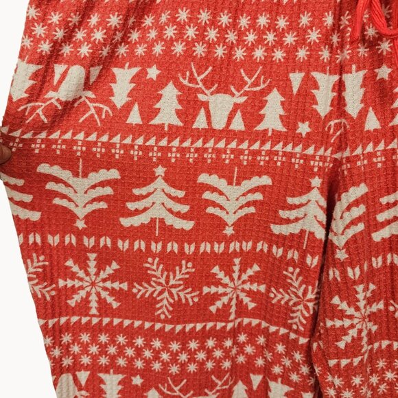 Joyspun Pajama Pants Womens 2X Red/White Christmas Pattern Waffle Knit Tapered - Picture 4 of 11